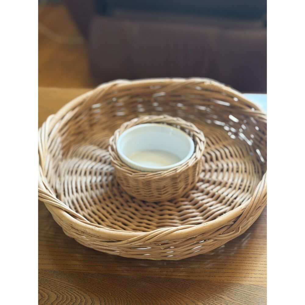 Wicker Basket Natural Rattan Woven Rustic Farmhouse Decor 10"
